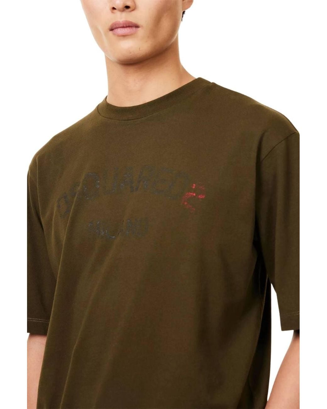 DSquared² Green Milano Short Sleeve Round T-Shirt for men