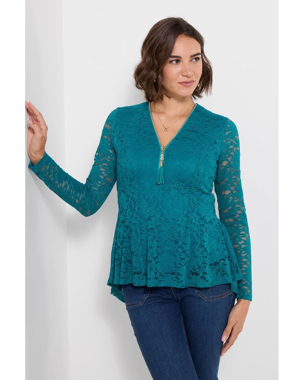 Joe Browns Blue Loretta Lace Zip Top