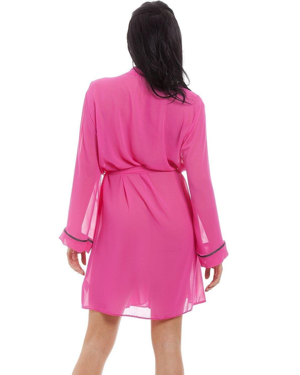 CAMILLE Pink Lightweight Chiffon Chemise & Wrap Set