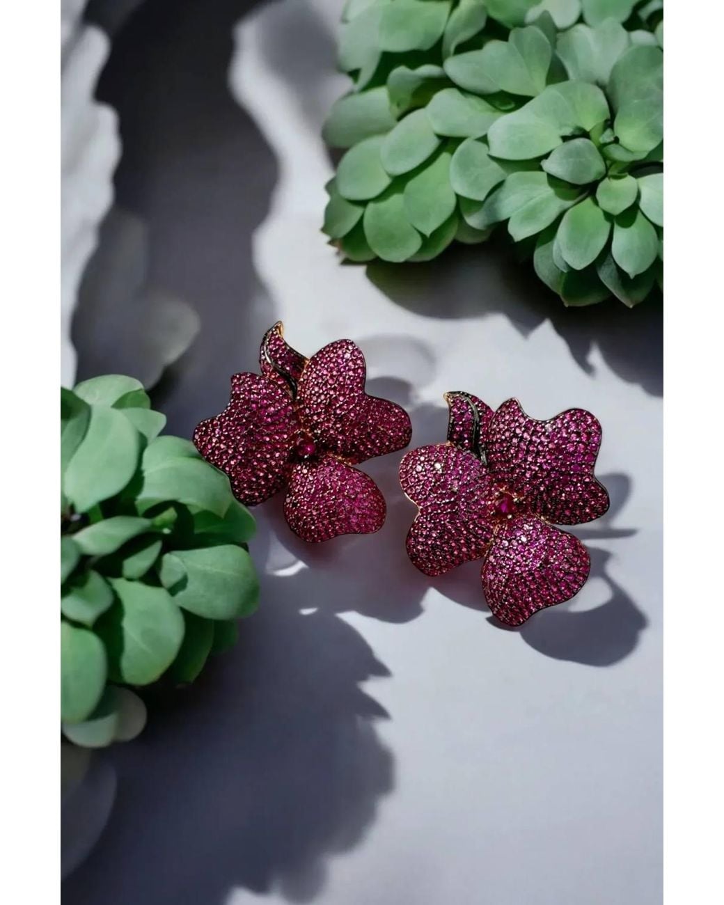 Latelita London Purple Flower Large Stud Earrings Ruby Rose