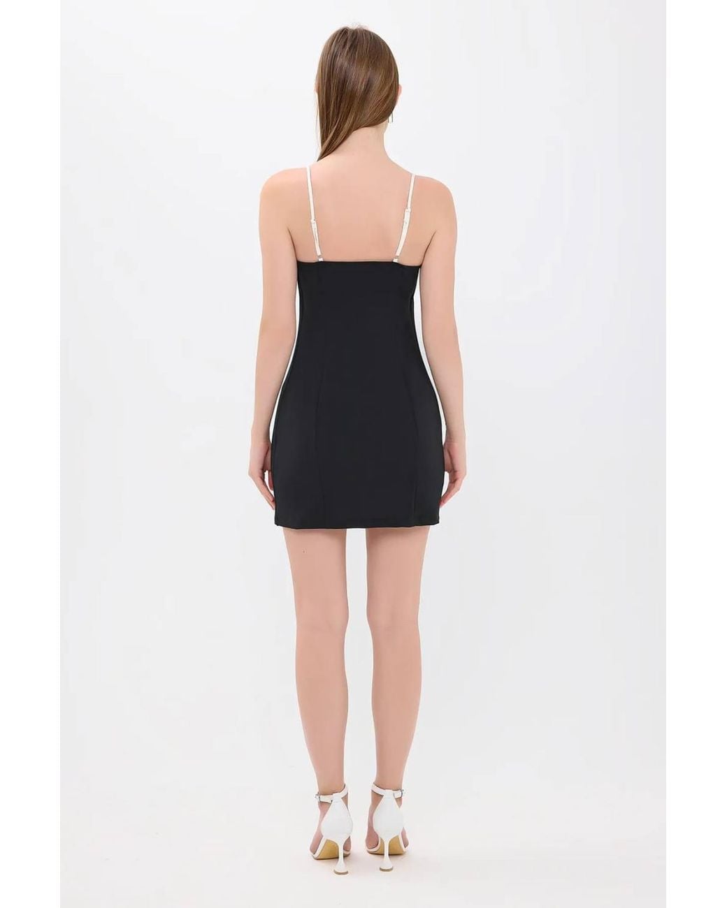 Hiccup Black Detailed Spaghetti-Strap Mini Dress