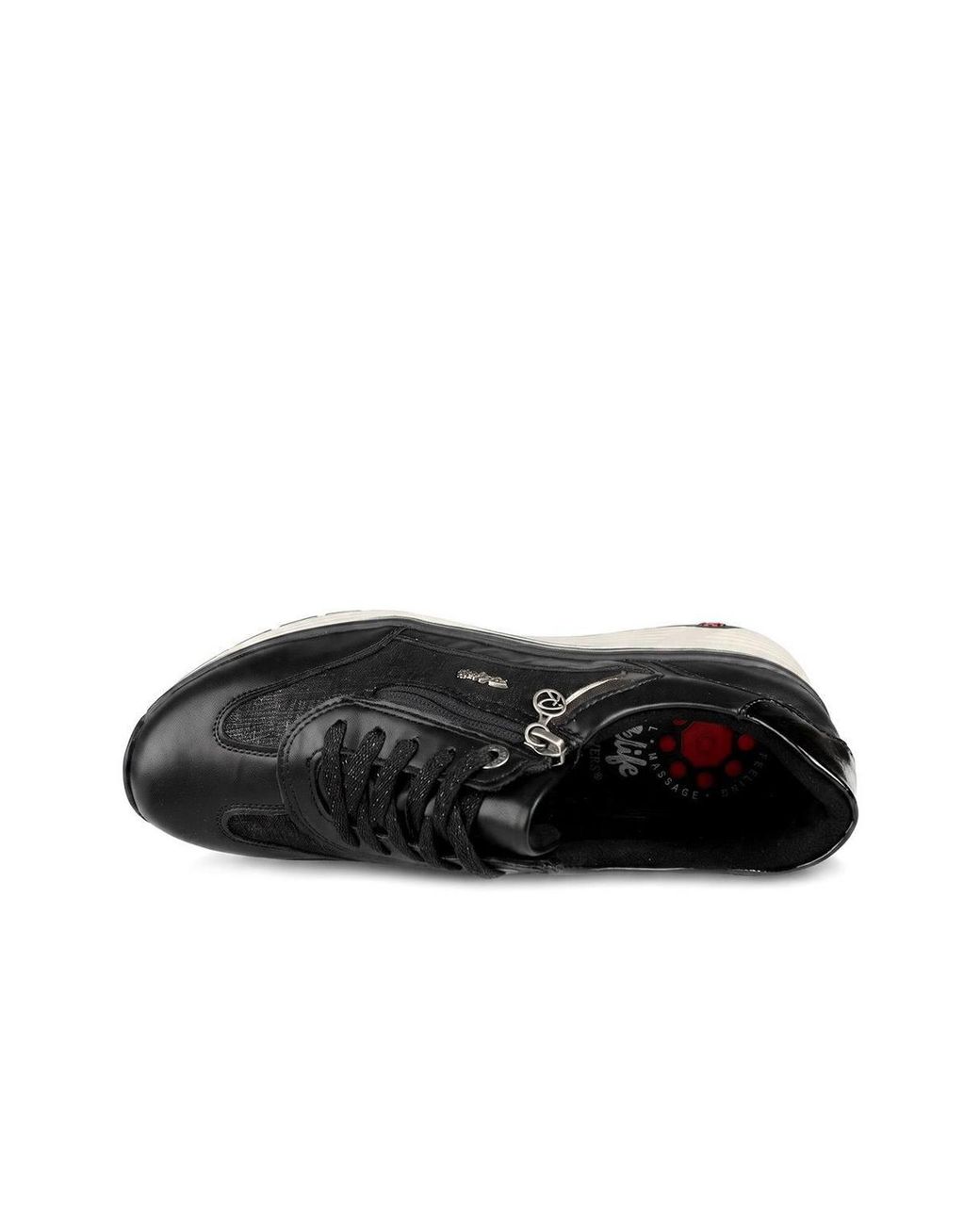 Pavers Black Relife Wedge Heel Zip & Lace Trainers