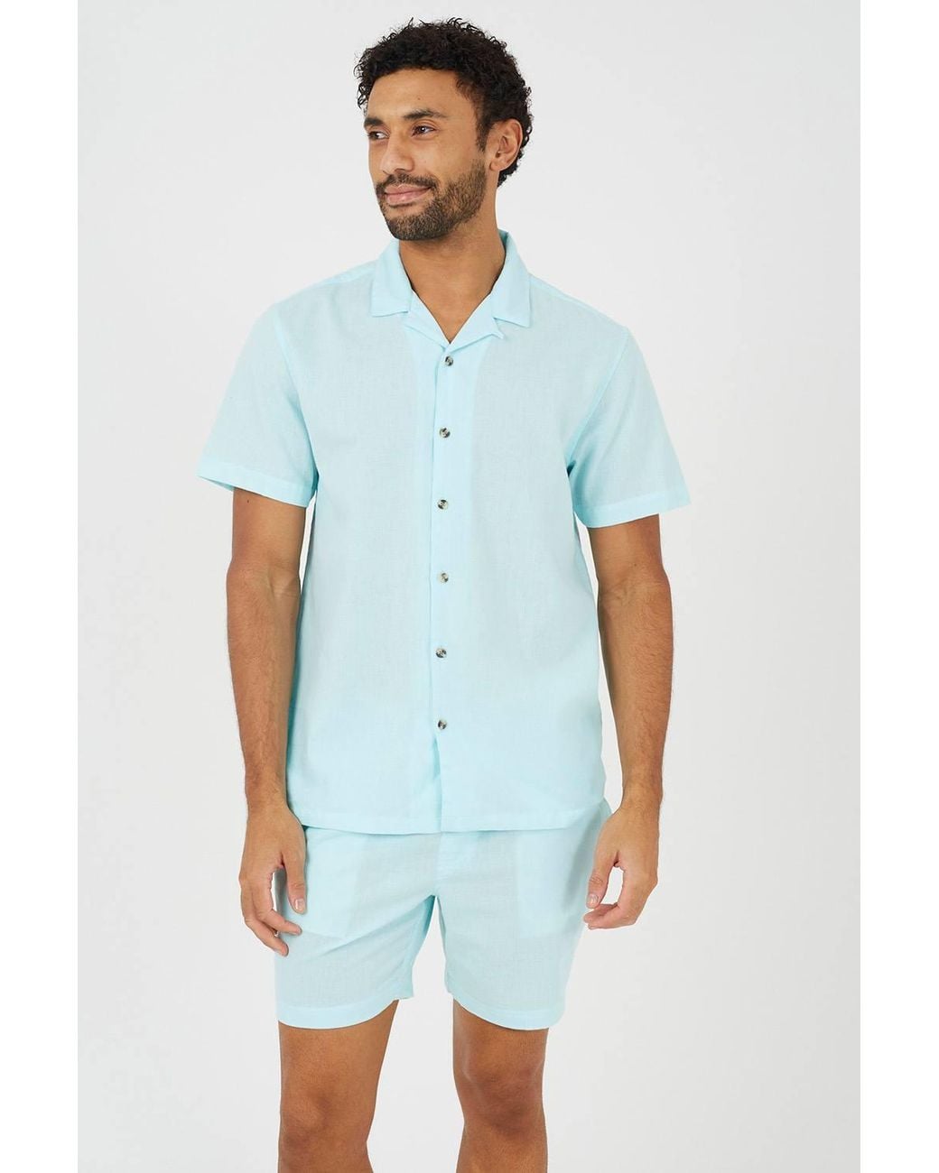 Brave Soul Blue Seersucker Shorts for men