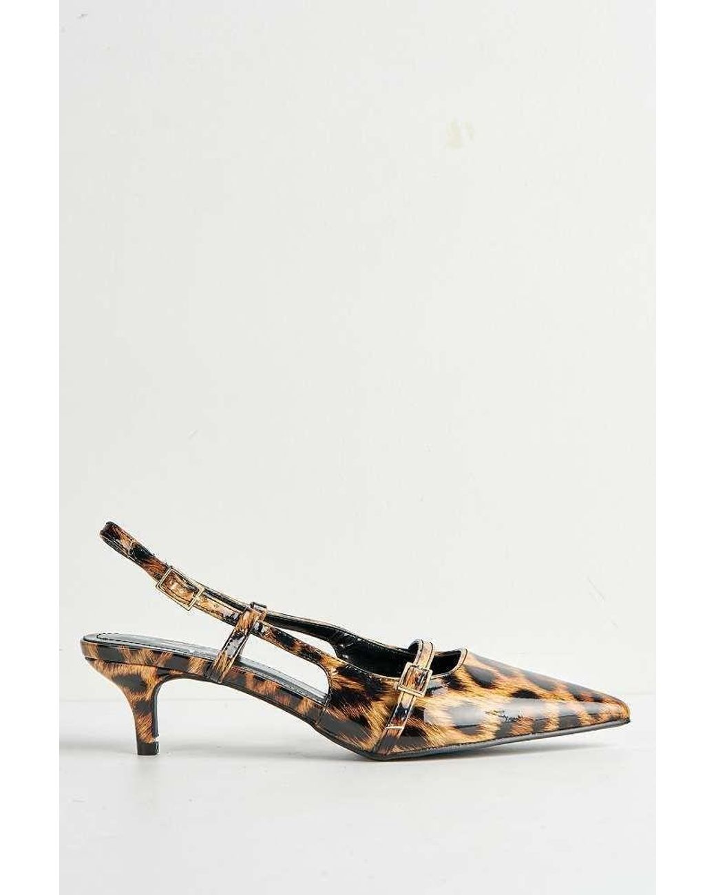 Miss Diva White Moranna Buckle Strap Kitten Heel Court Shoes