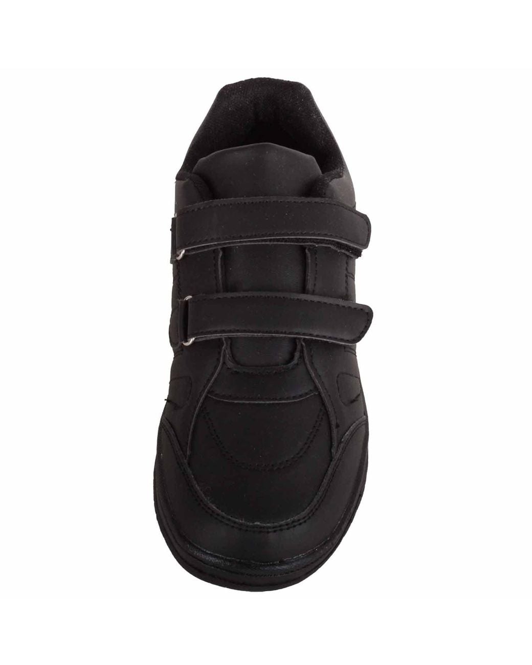 Absolute Footwear Black Childrens Faux Leather Double Touch & Close Sports Trainers