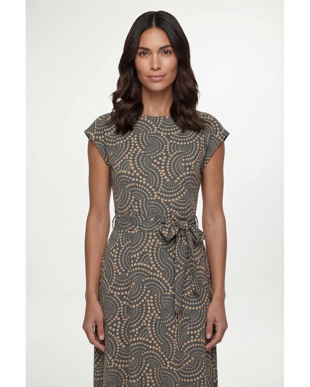 Wallis Blue Spot Jersey Belted Midi Dress