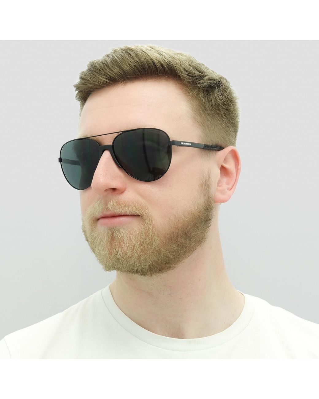 Emporio Armani Gray Aviator Matt Sunglasses for men