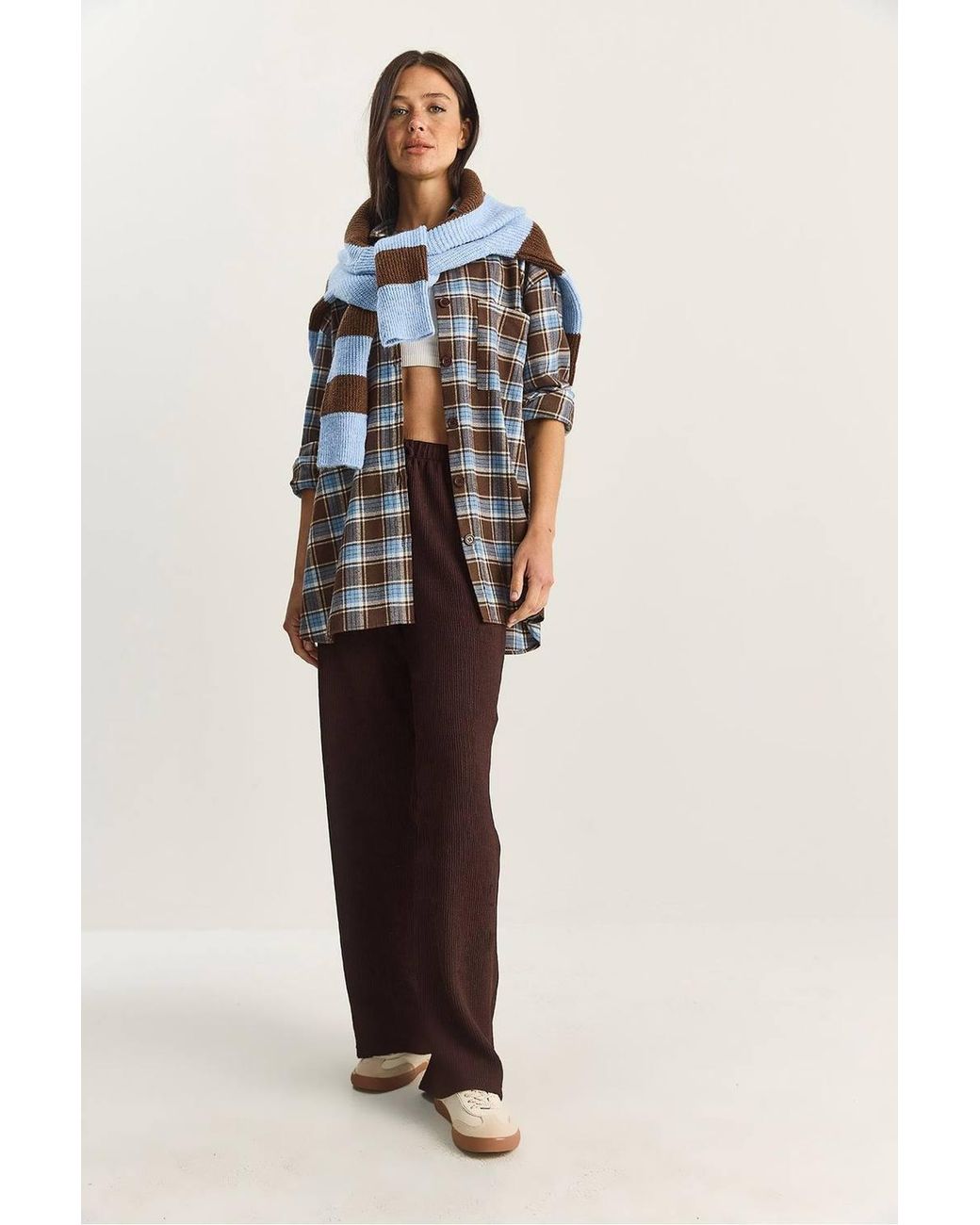 Bianco Lucci Blue High Waist Wide Leg Pants