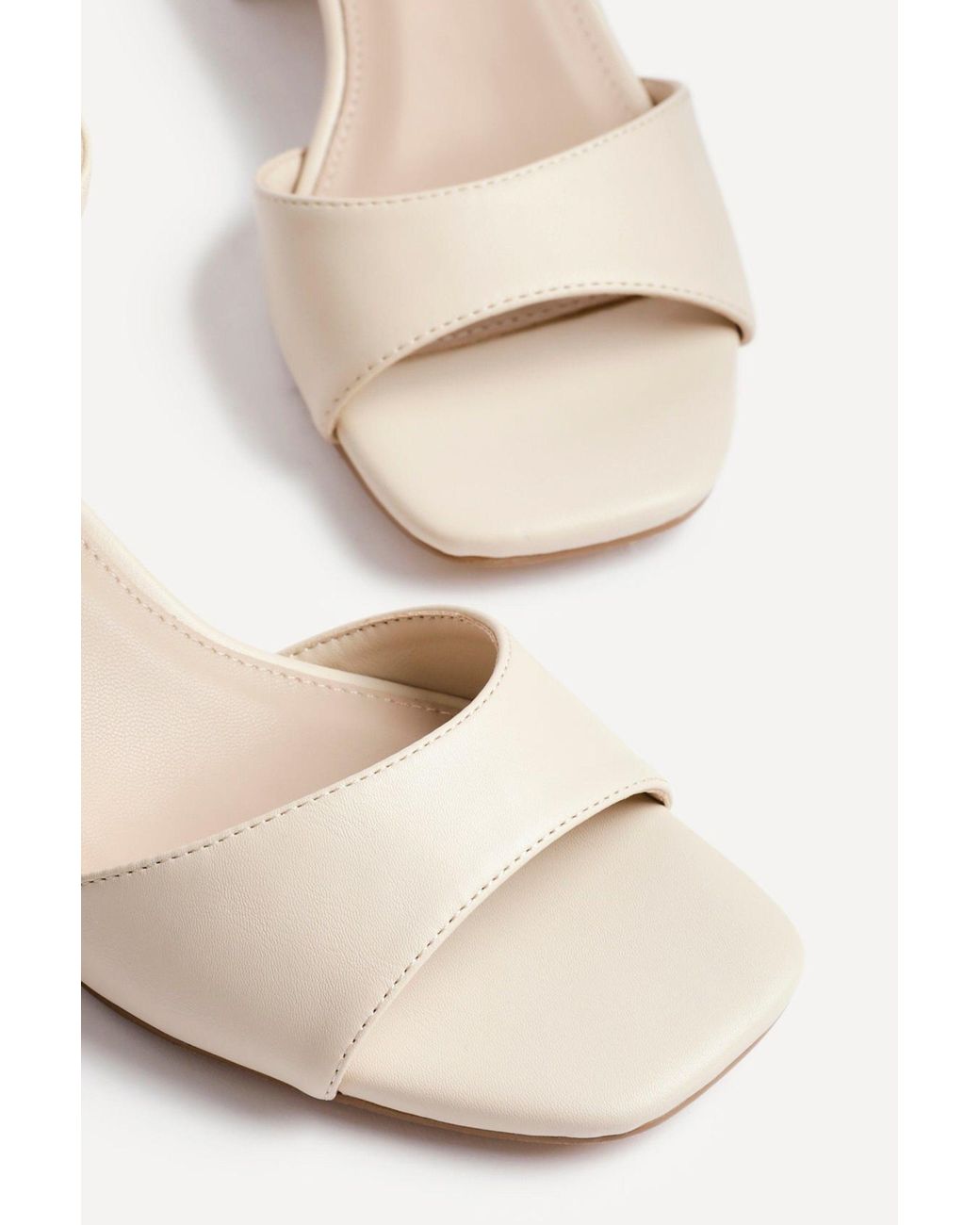 Linzi Natural Maddie Faux Leather Block Heels
