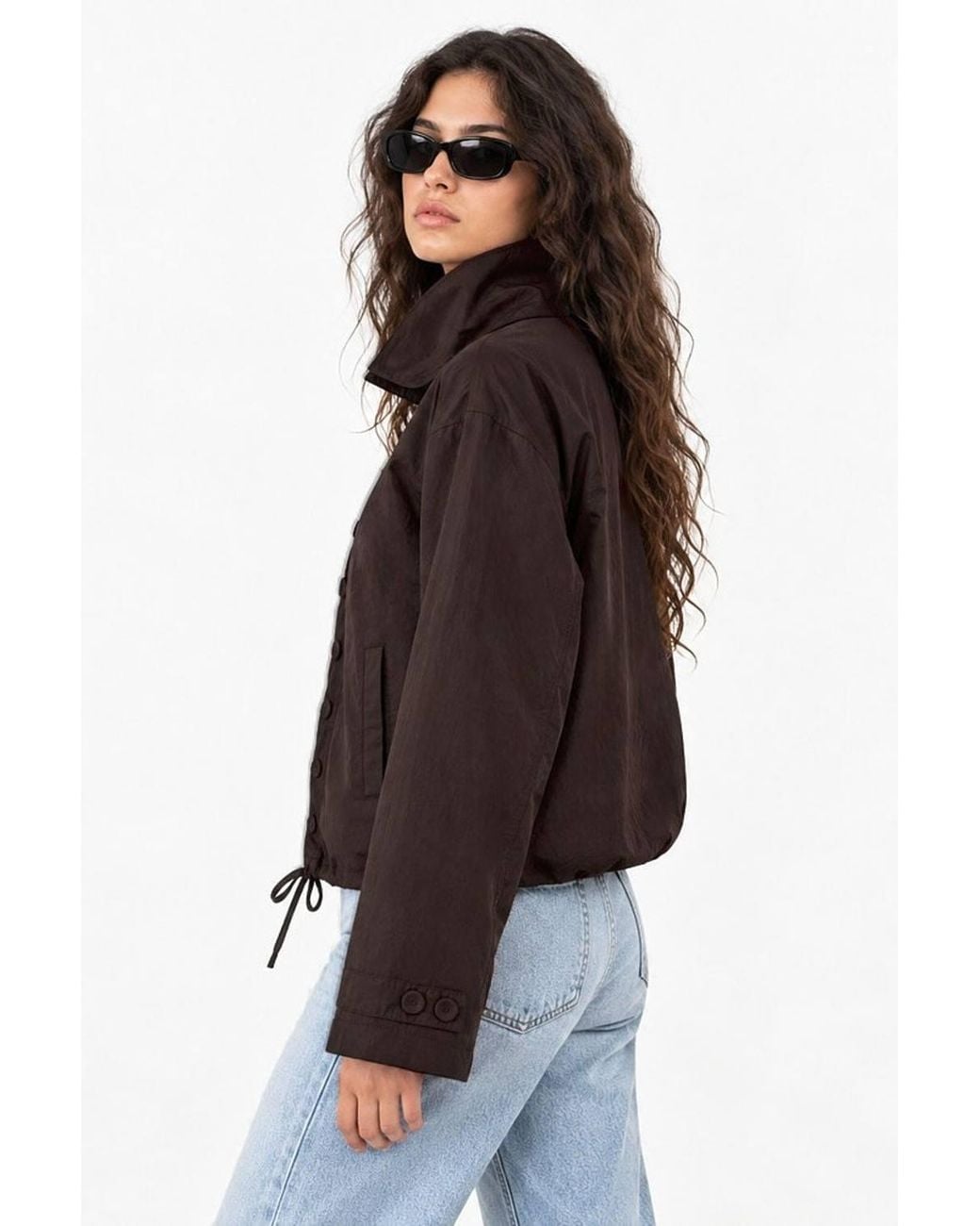 Hiccup Brown Oversized Button-Up Trench Coat With Stand Collar