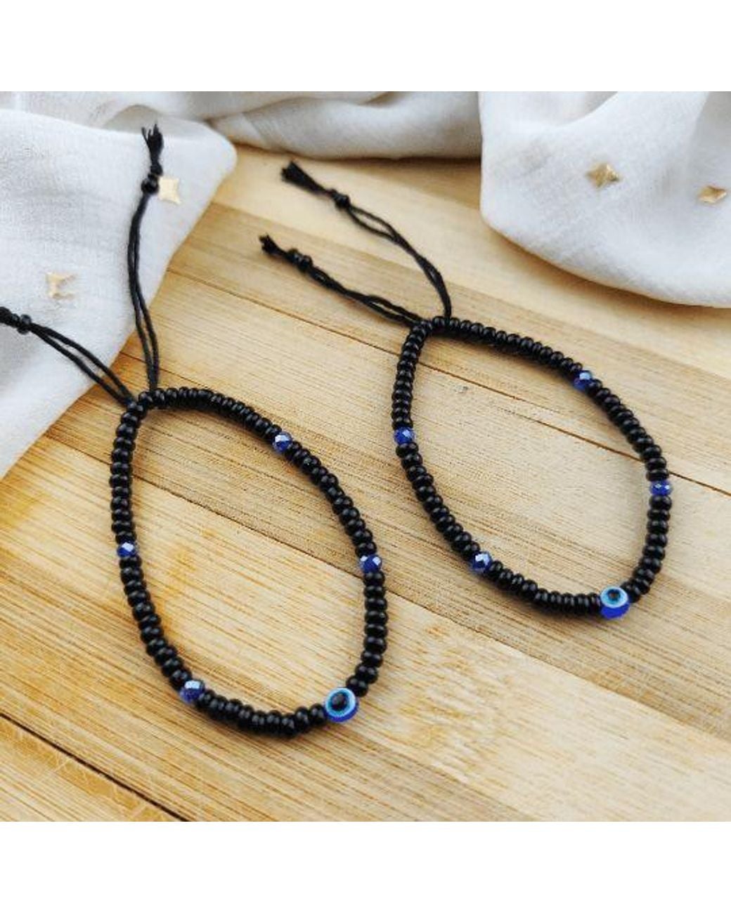 The Colourful Aura Natural Girl's 1 Pcs Adjustable Evil Eye Slim Beads Nazaria Bracelet For Kids & New Borns
