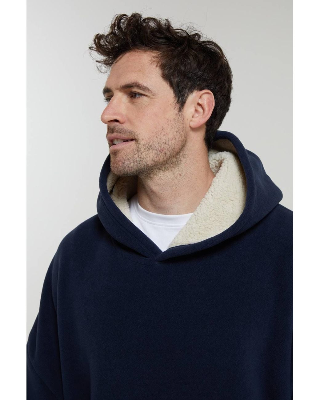 Mountain Warehouse Blue 'Snug' Kangaroo Pocket Warm Borg Lined Soft Fleece Hooded Blanket for men