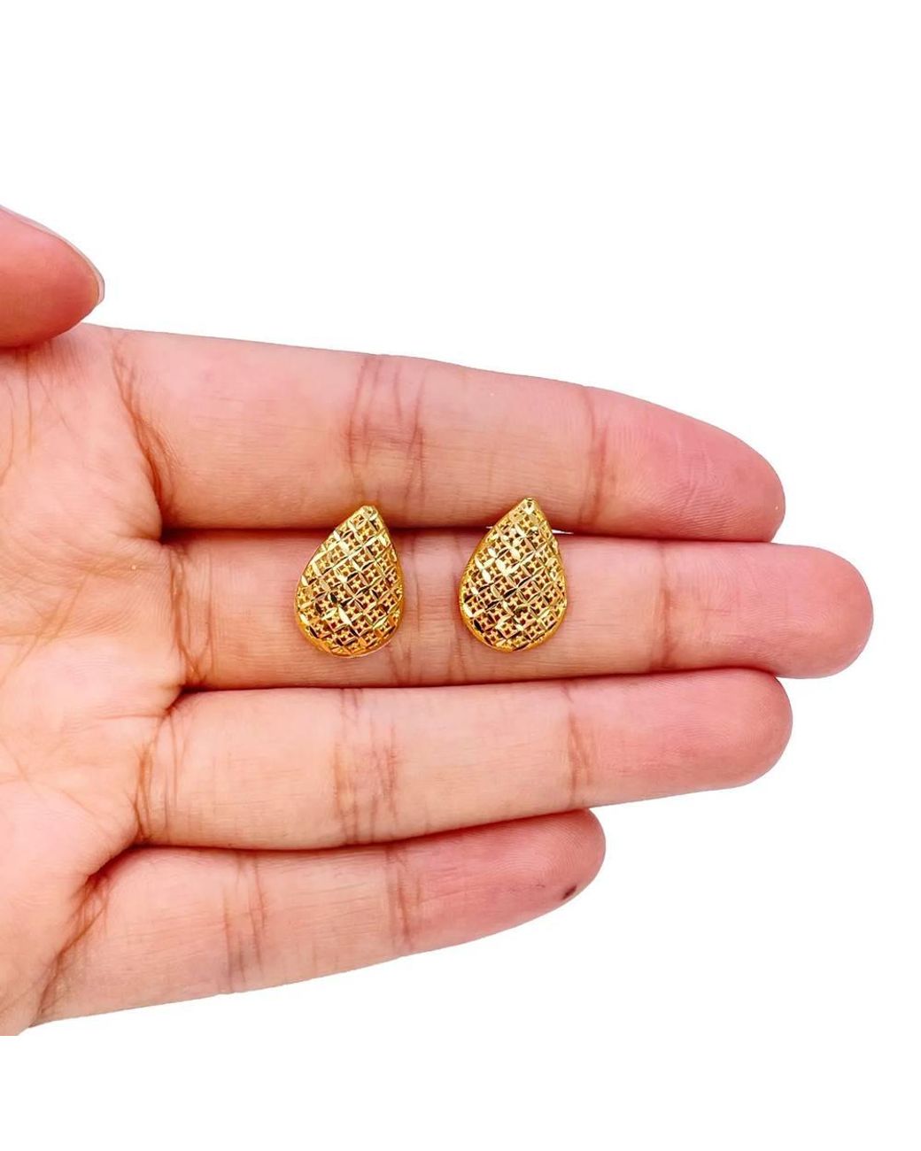 Raina Jewels Metallic 22Ct Diamond-Cut Mesh Textured Pear Drop Necklace & Earring Set