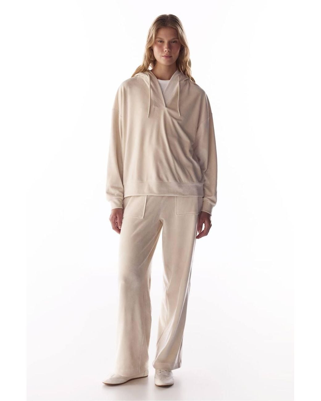 Penti Natural Soft Velvet V-Neck Long Sleeve Sweatshirt
