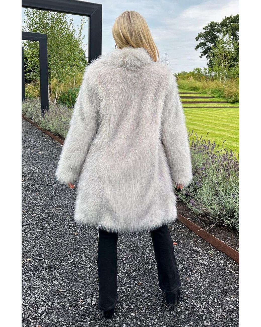 AX Paris Natural Tipped Faux Fur Long Jacket