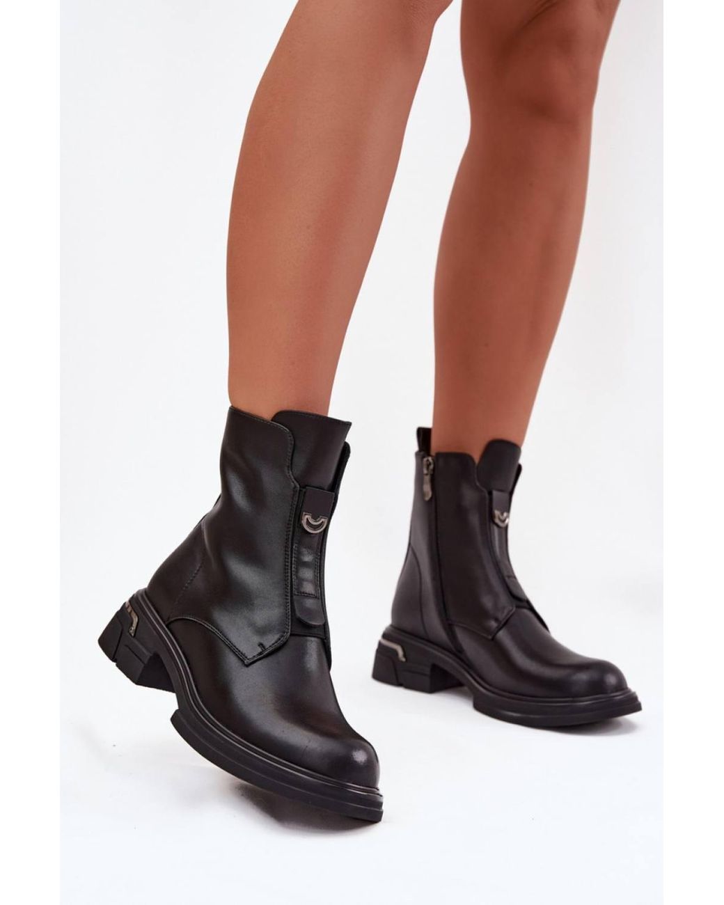 Love Lace Black Everyday Block Heel Warm Lined Ankle Boots