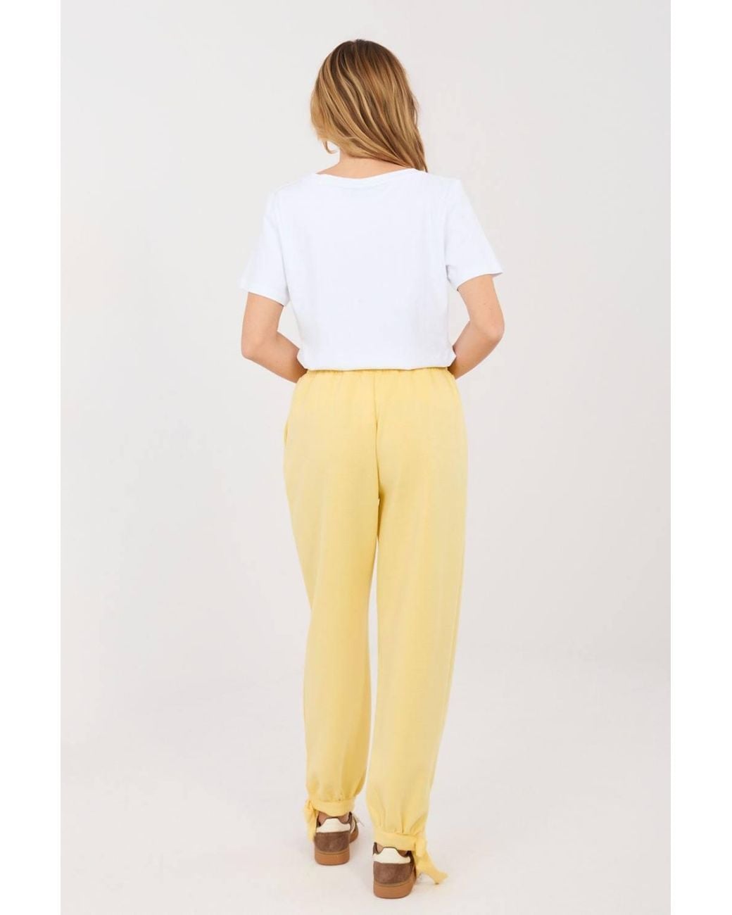 Love Lace Yellow Casual High Waist Jogger Sweatpants With Pockets