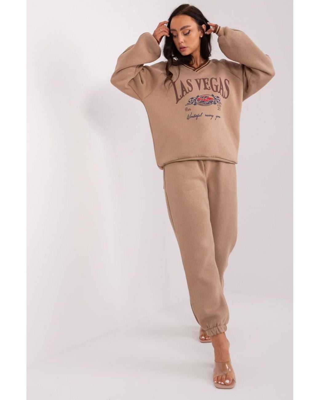 Love Lace Natural Cotton High Waisted V-Neck Hooded Tracksuit