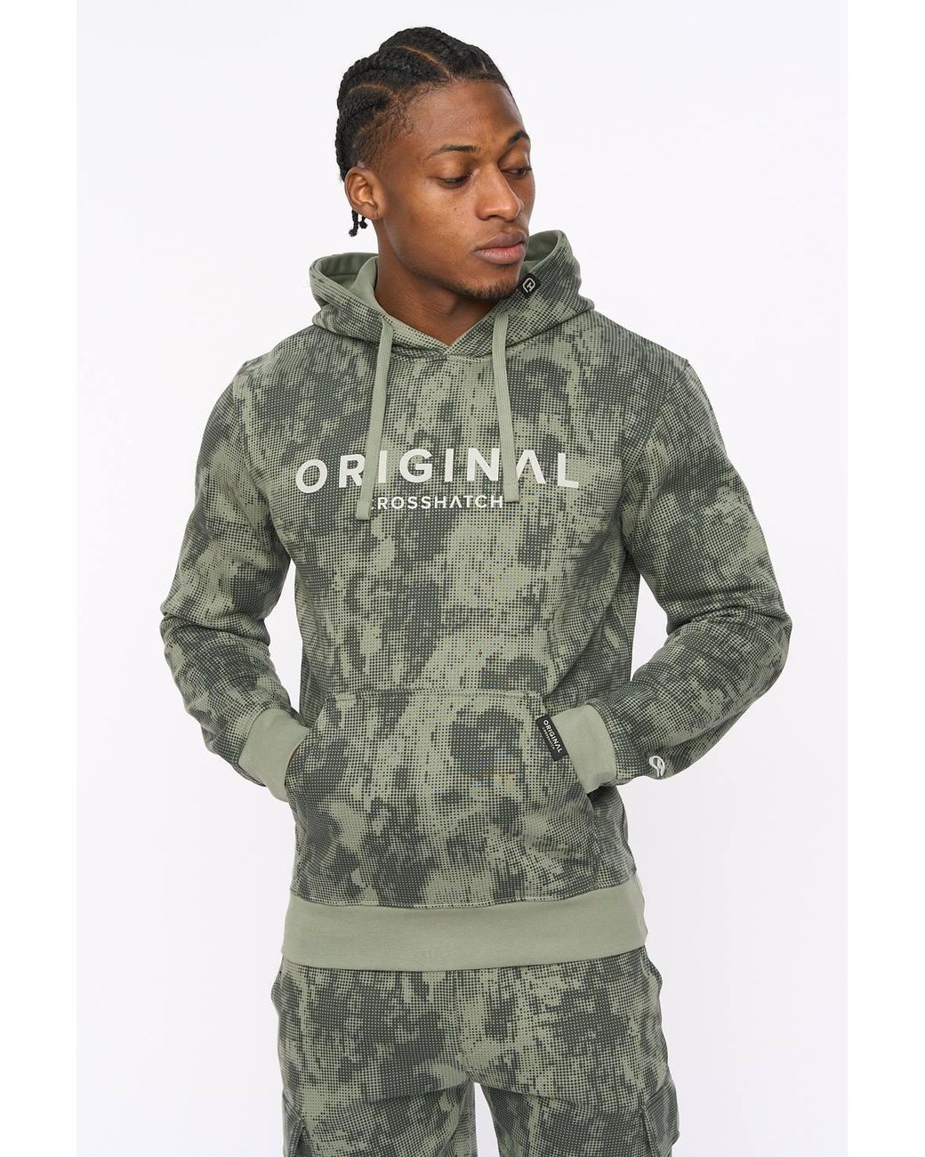 Crosshatch Green Bardon Hoodie With High Build Graphics for men