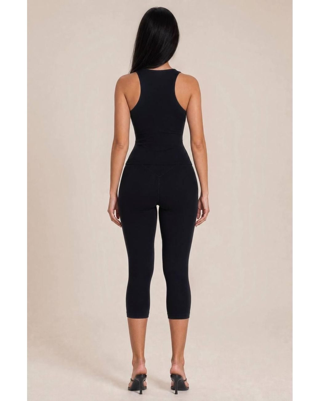 LemonLunar Blue Square Neck Double-Layer Stretch Tank Top