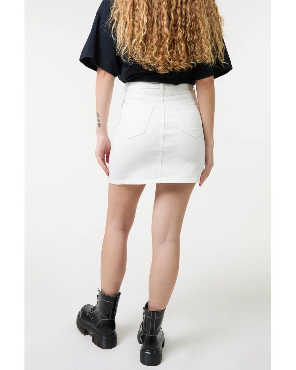 Pink Vanilla Black Denim Diamante Mini Skirt