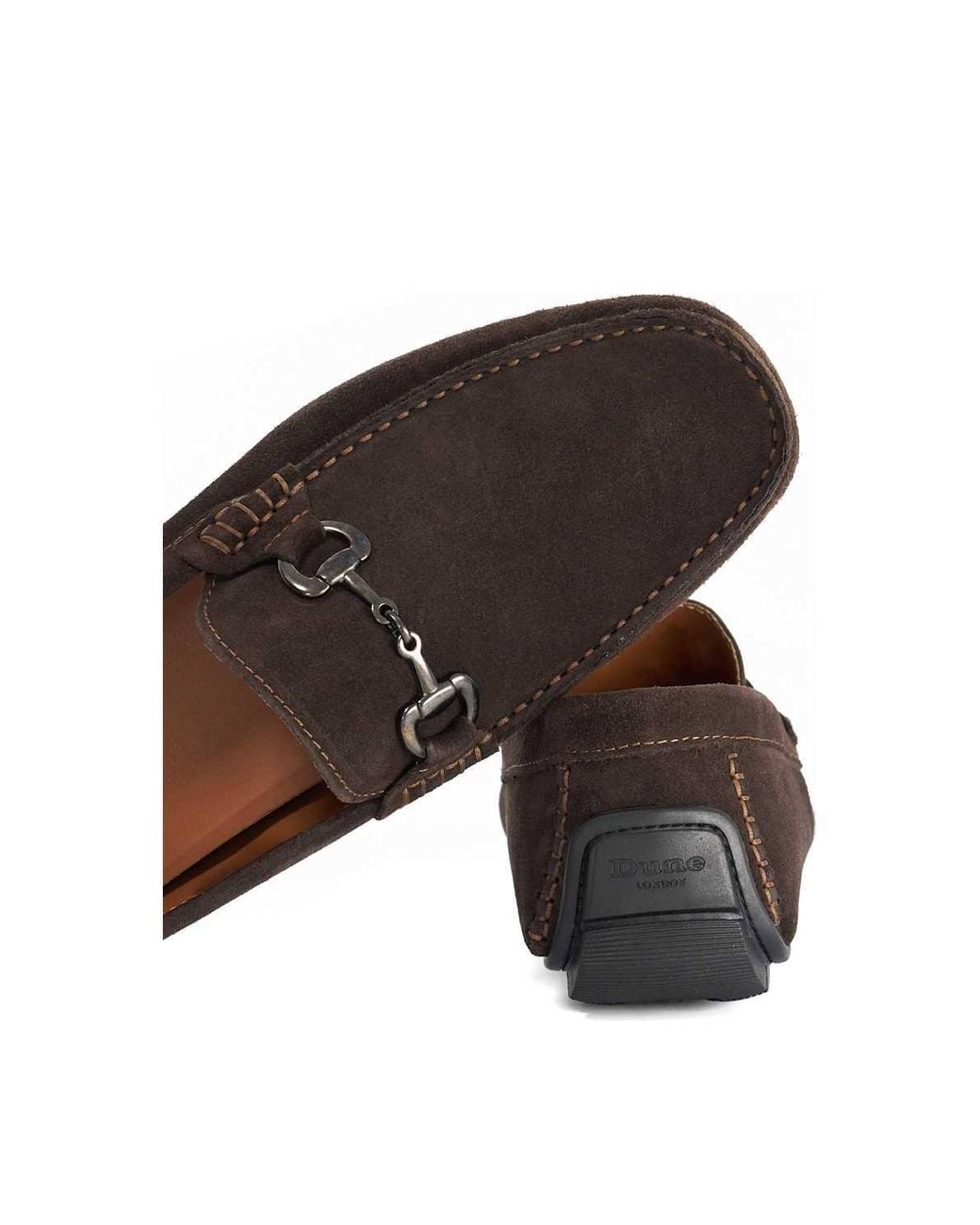 Dune Brown Wide Fit 'Brackon' Suede Slip-On Shoes for men