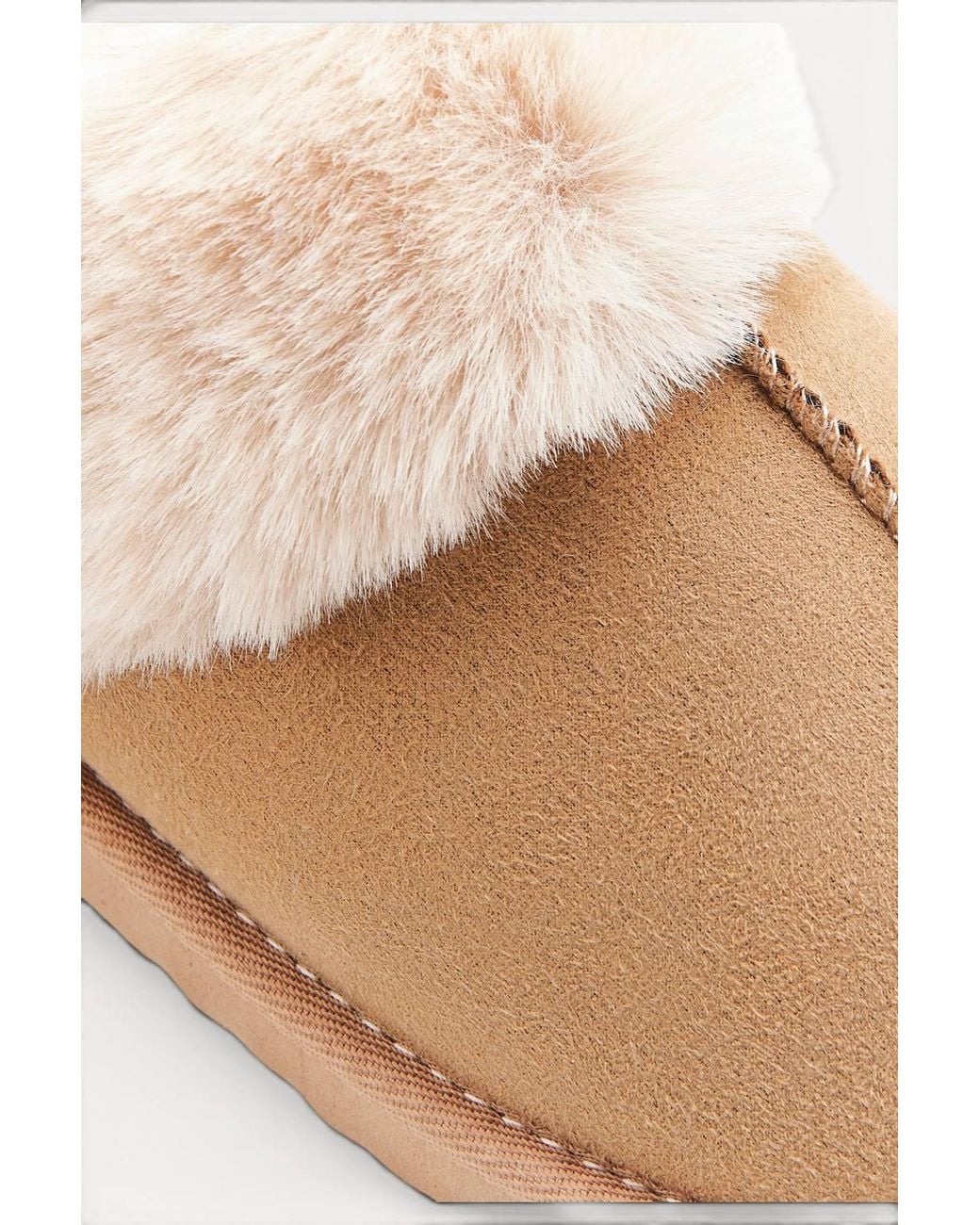 DAMART Natural Faux Fur Lined Thermal Mule Slippers