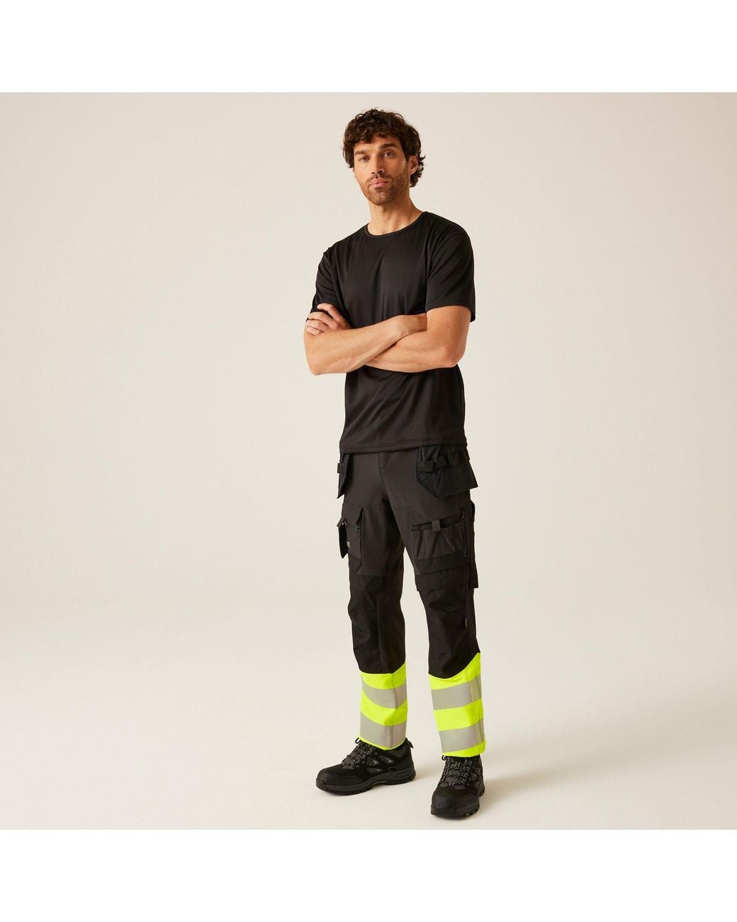 Regatta Black Hi-Vis X-Pro Stretch Holster Work Trousers for men