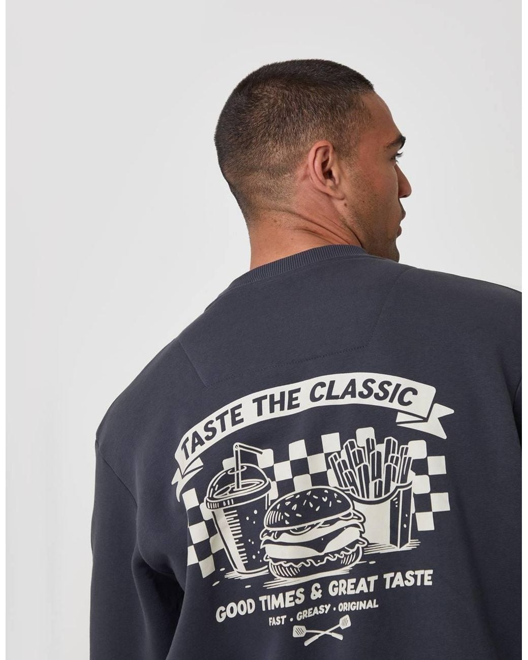 Threadbare Blue Relaxed Fit Taste The Classics Graphic Print Sweatshirt for men