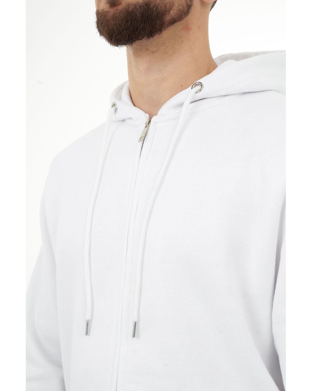 Smart Living White Zip-Up Hoodie for men