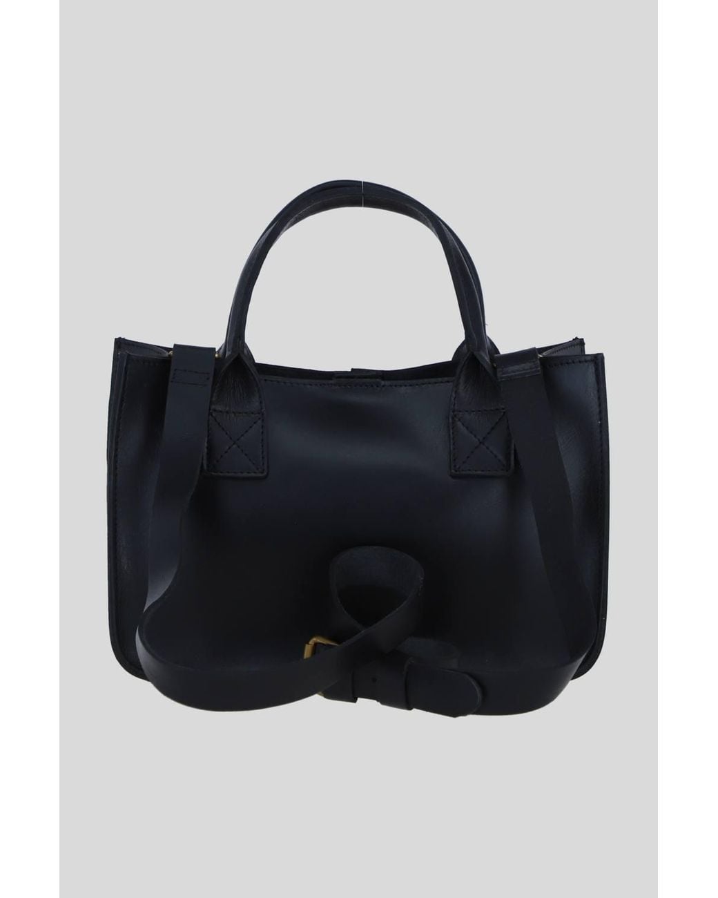 Ashwood Leather Black Leather Small Structured Tote Bag With Detachable Strap & Pouch