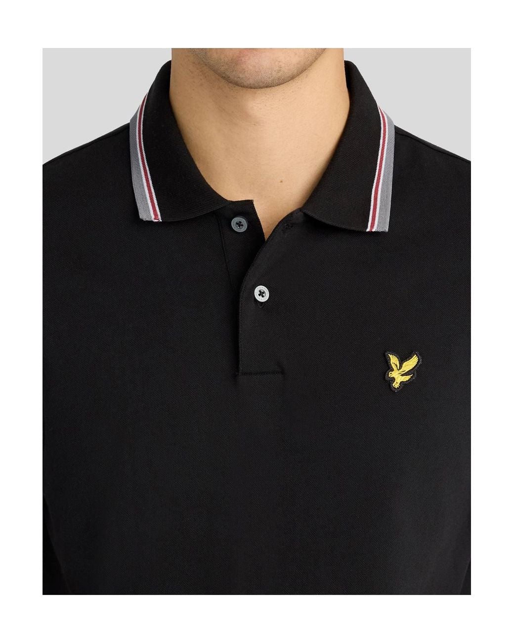 Lyle & Scott Black Track Tipped Polo Shirt Jet for men