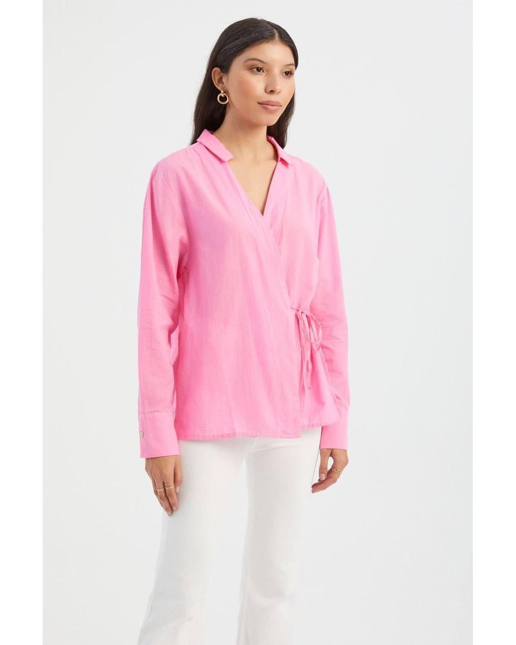 Hiccup Pink Tie Side Long Sleeve Shirt