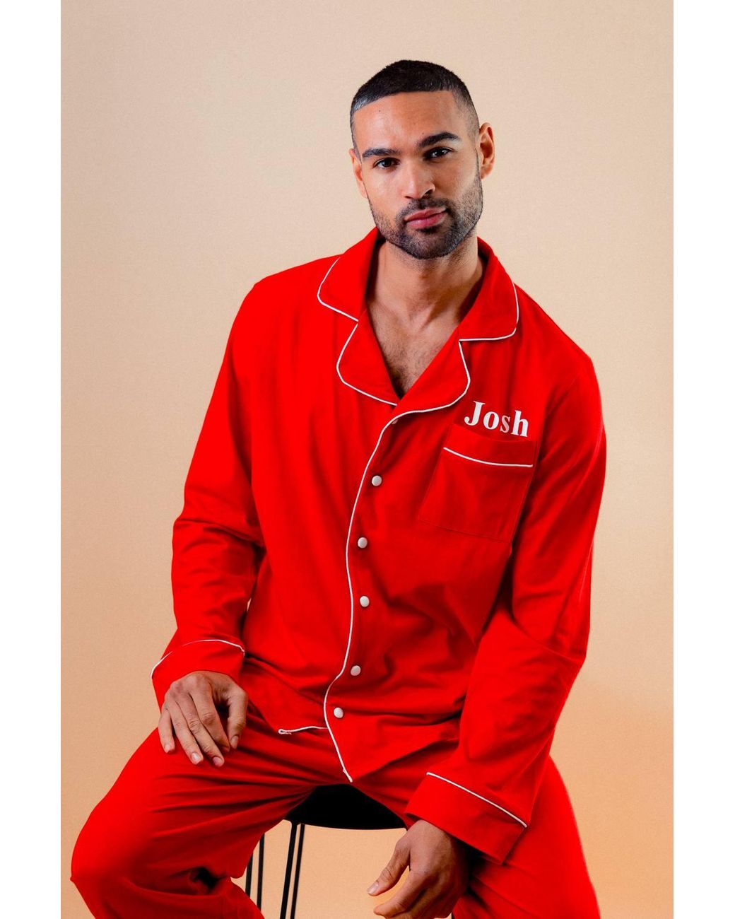 Lulabay Red Personalised Jersey Long Pyjamas for men