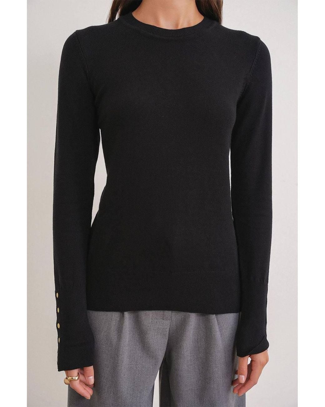 Hiccup Black Crew Neck Knit Sweater
