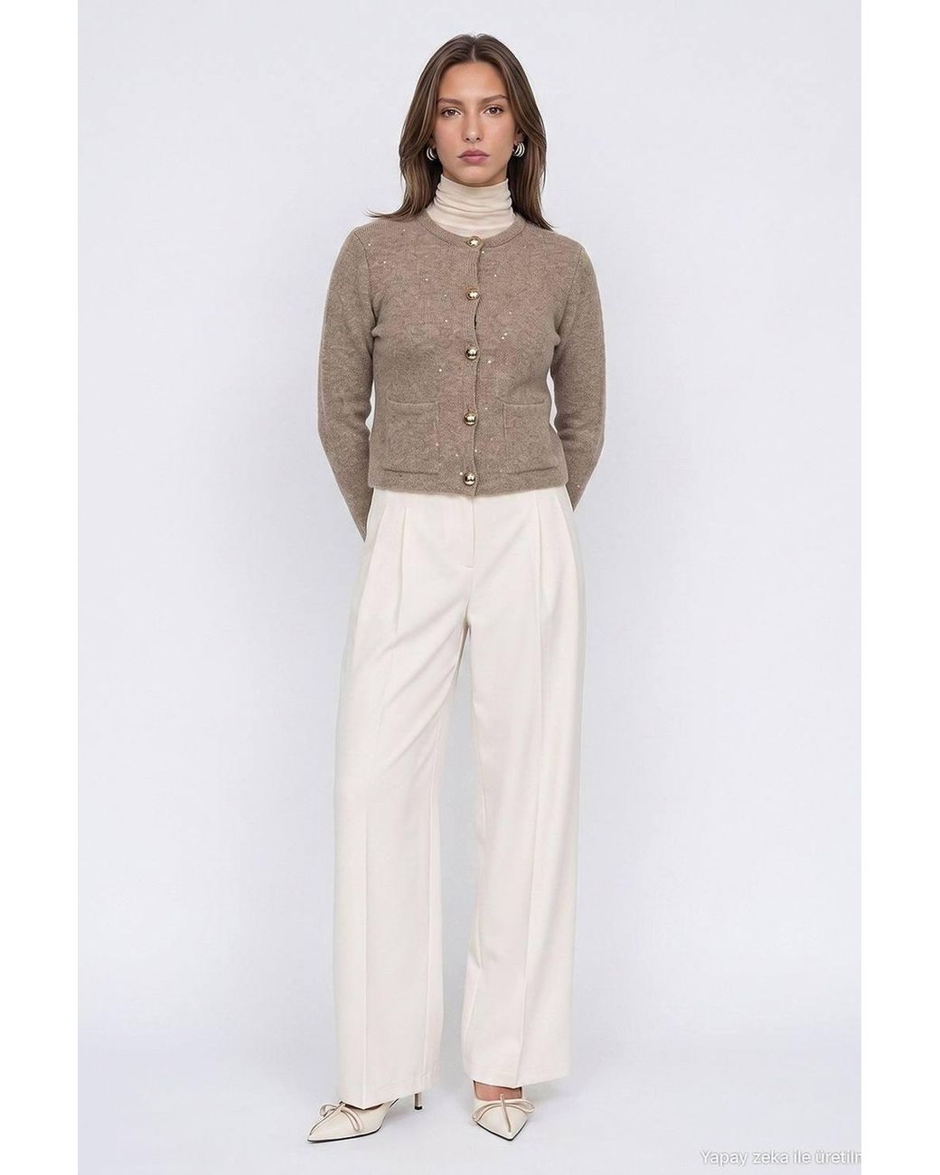 Dilvin White Knit Cardigan