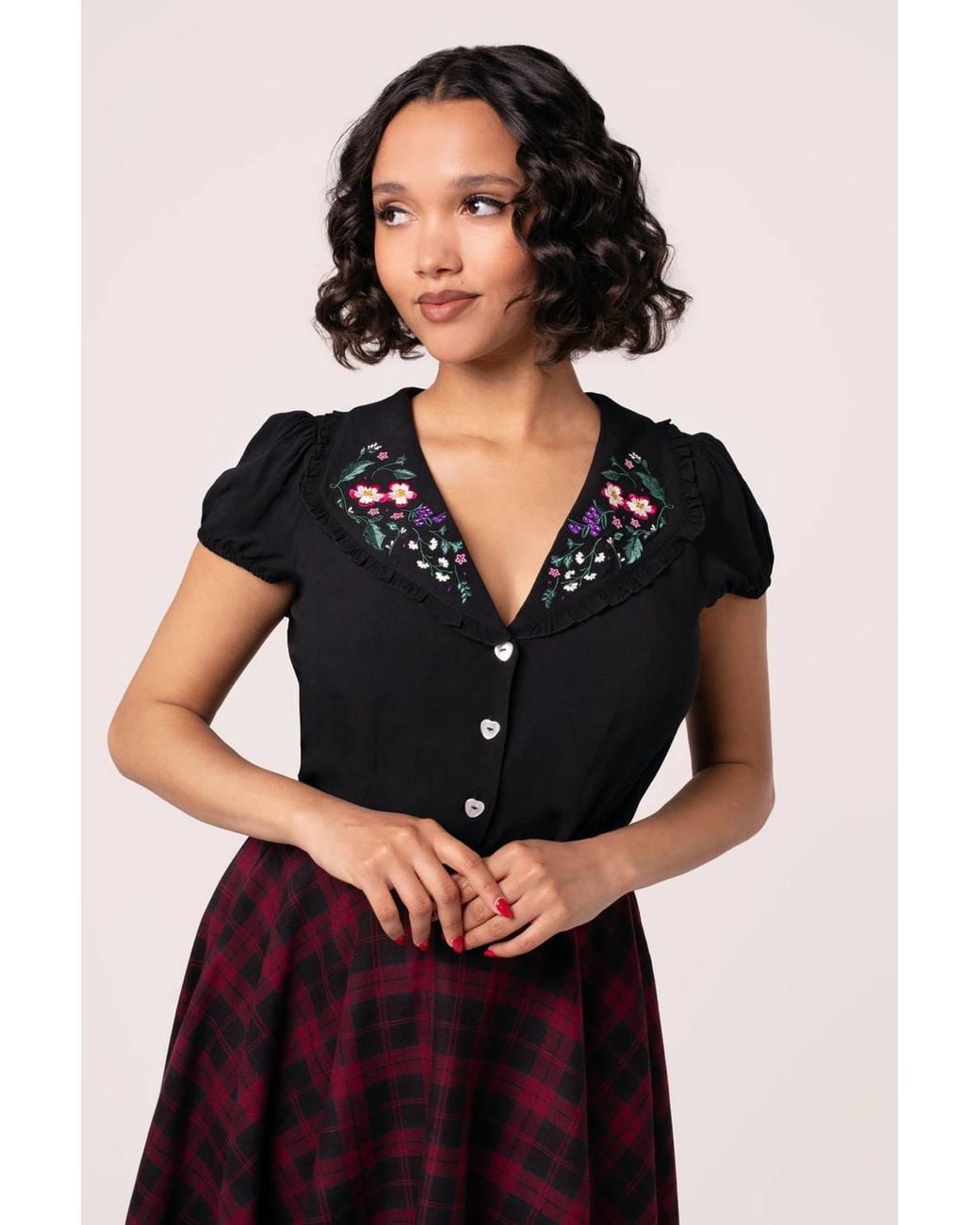 Hell Bunny Black Winnie 40S Style Blouse