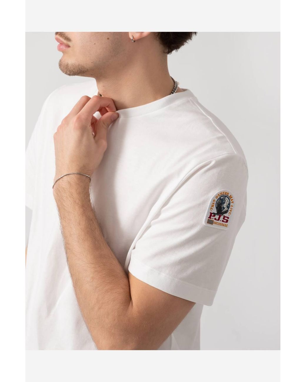 Parajumpers White Short Sleeve Crew Neck Logo Detail T-Shirt for men