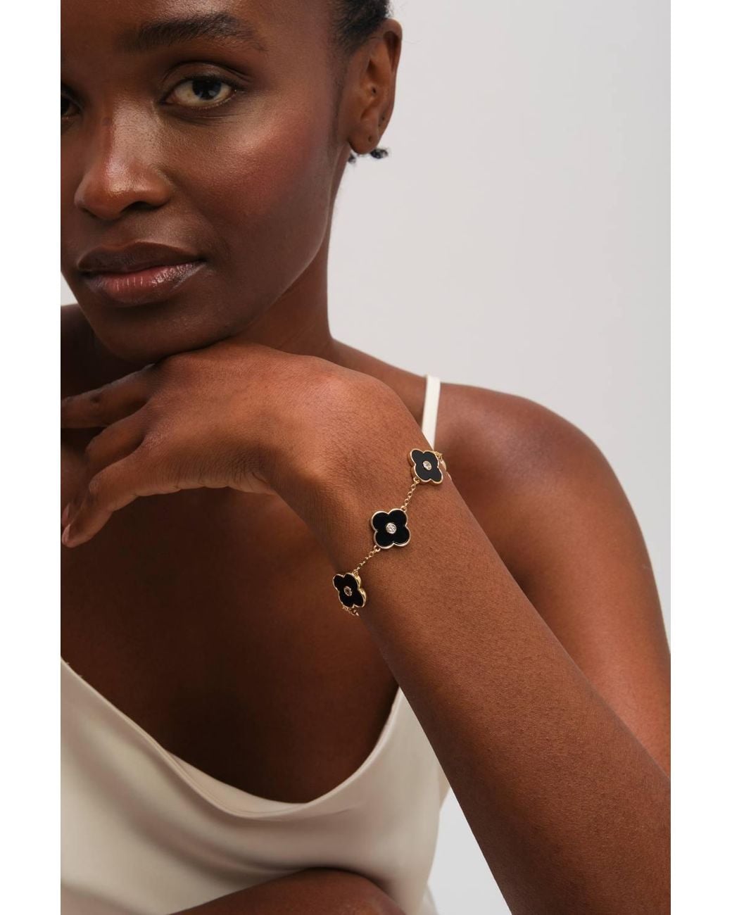 Jon Richard Metallic Plated & Jet Polished Clover Bracelet
