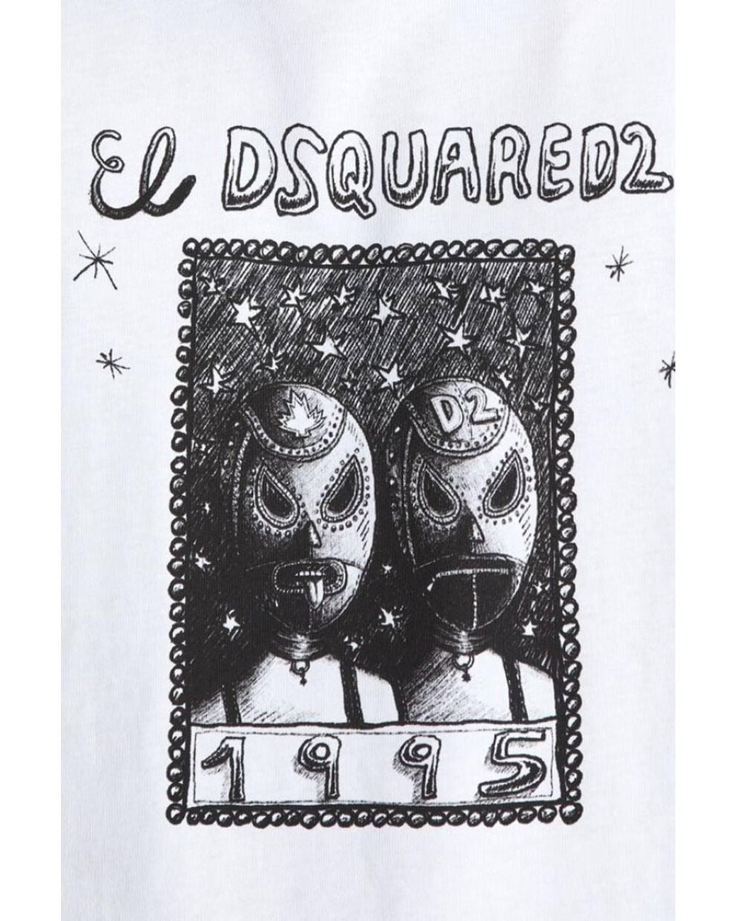 DSquared² White El Design Short Sleeve Round T-Shirt for men