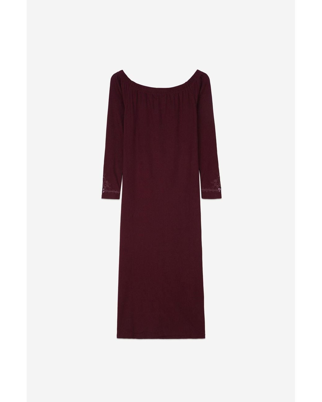 Enorsia Red Off Shoulder Embroidery Decor Midi Dress