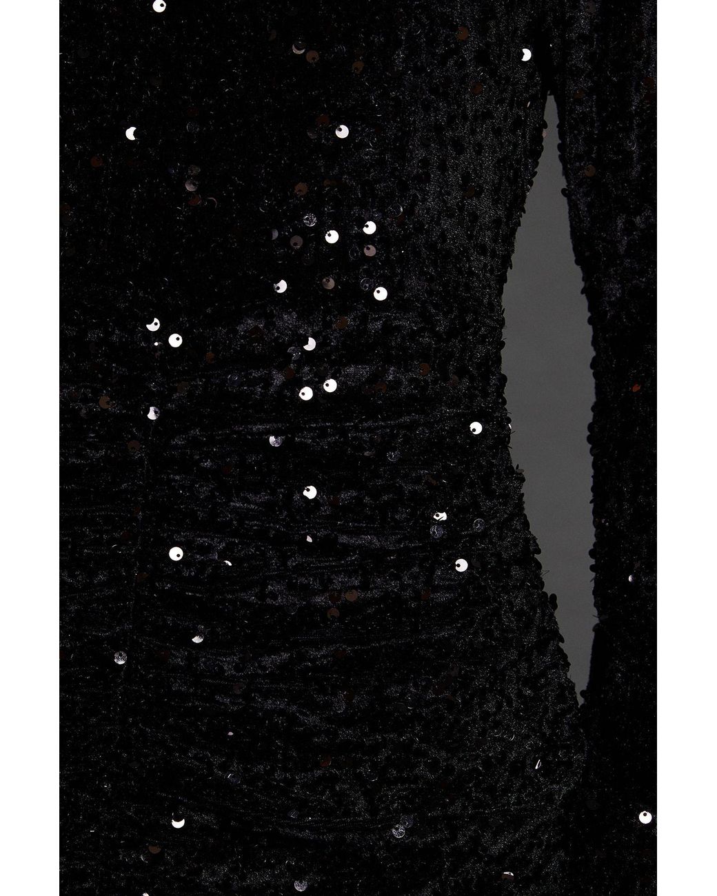 Dorothy Perkins Black Petite Ruched Velvet Sequin Mini Dress