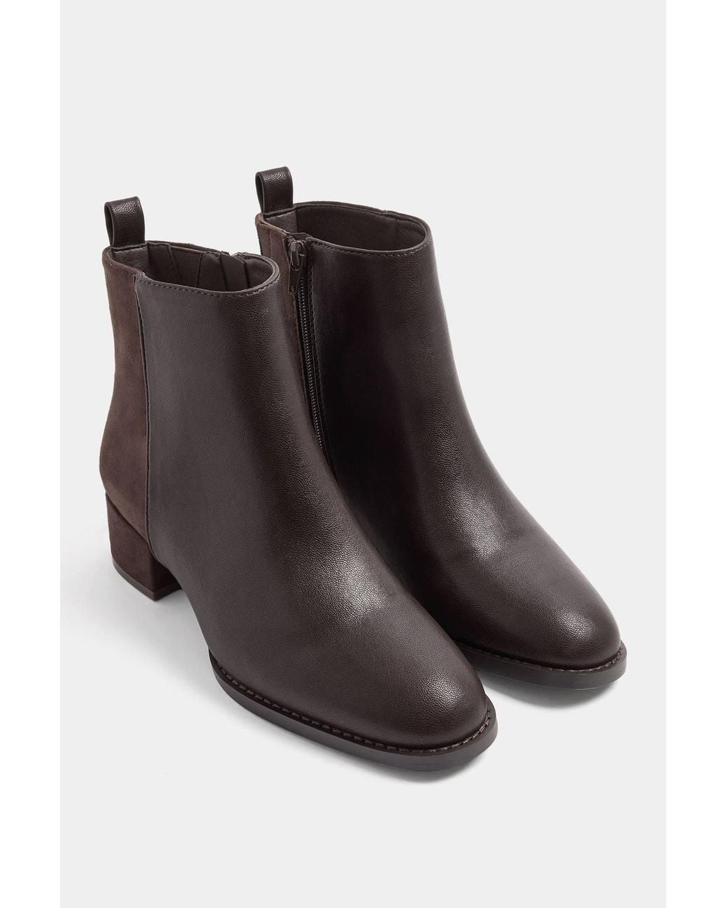 Yours Black Square Block Heel Ankle Boots