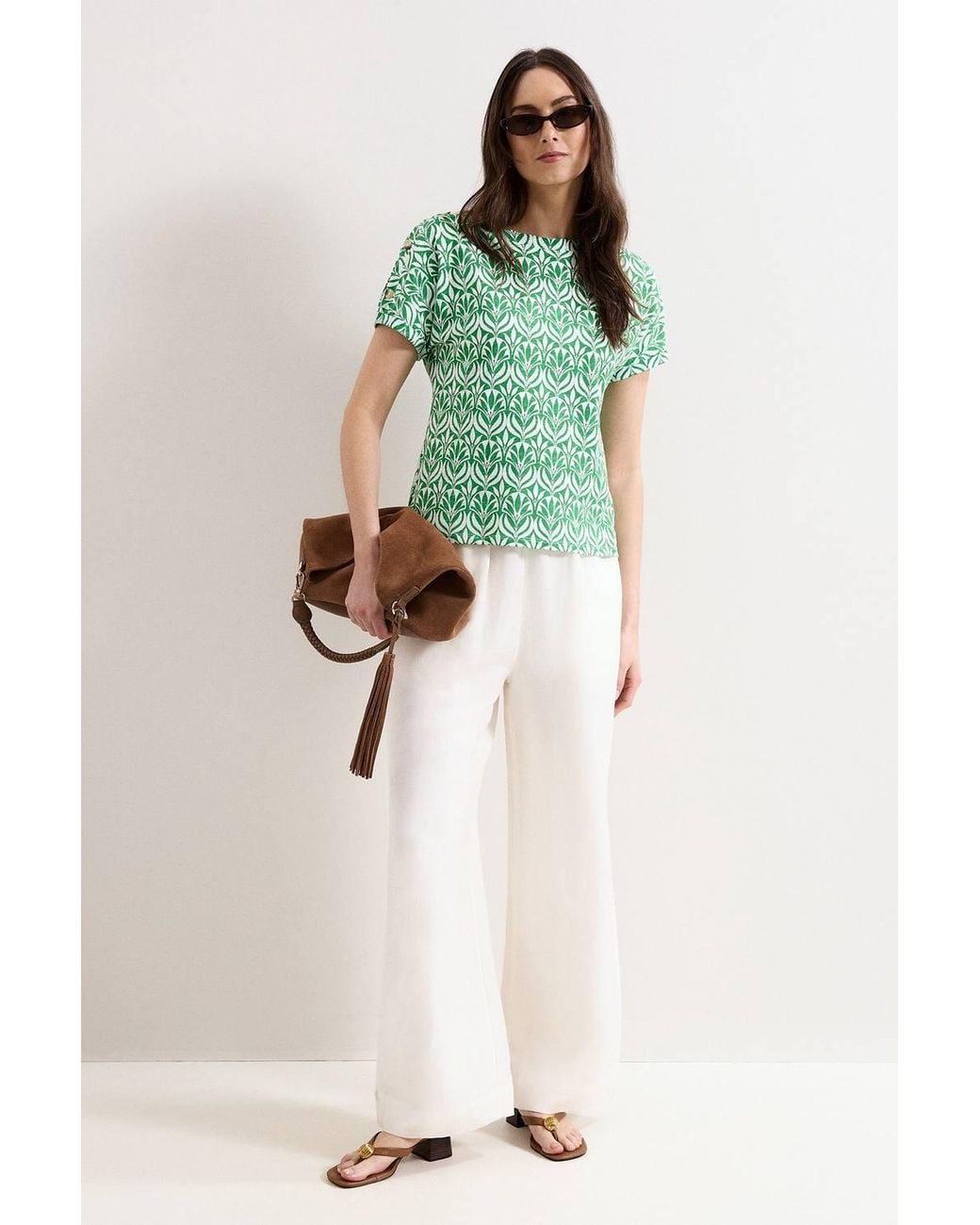 Phase Eight Green Suzie Short Sleeve Boat Neck Top