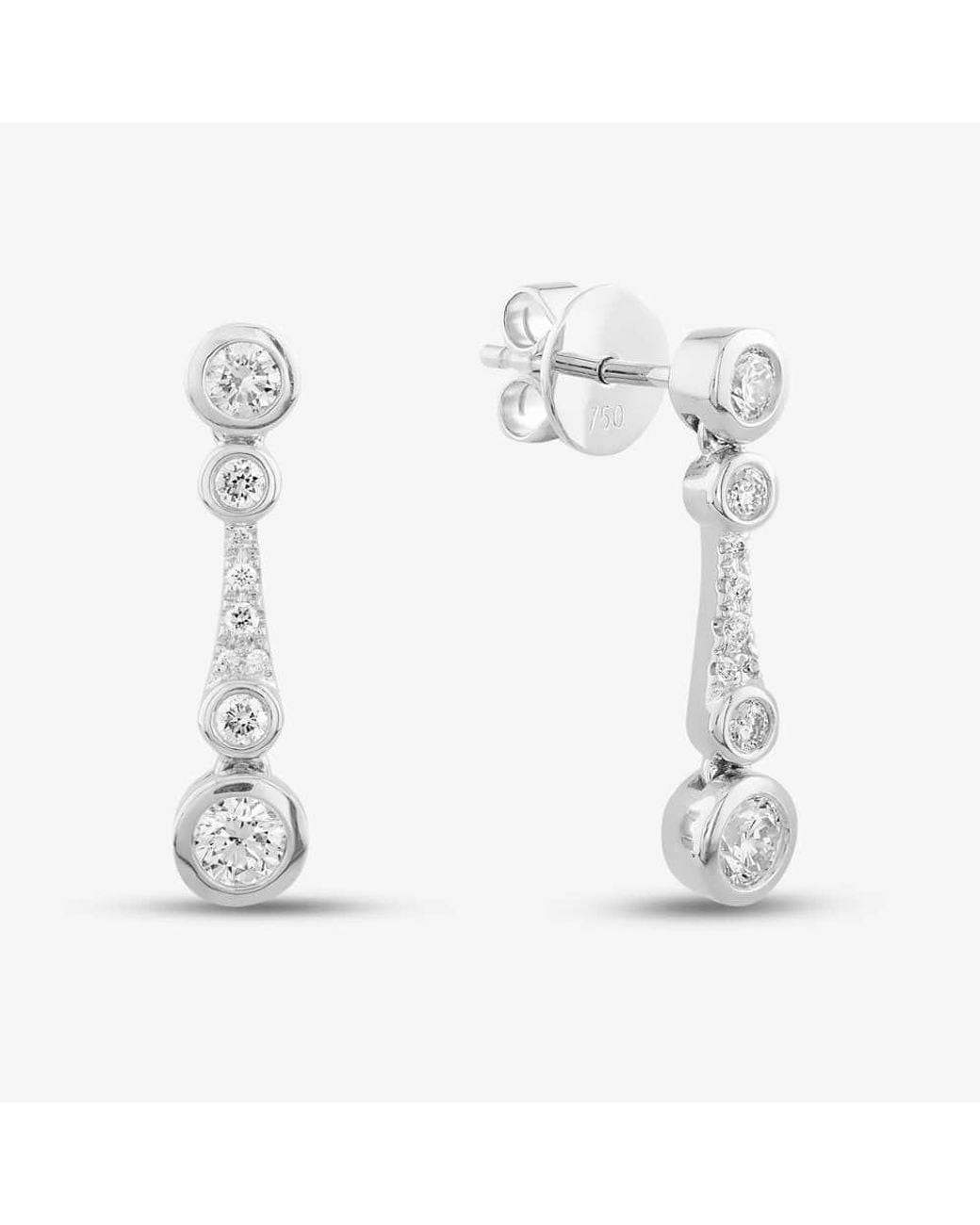 T.H.Baker White 18Ct Brilliant Cut Diamond Graduating Dropper Earrings Lg250/Eb-Pr