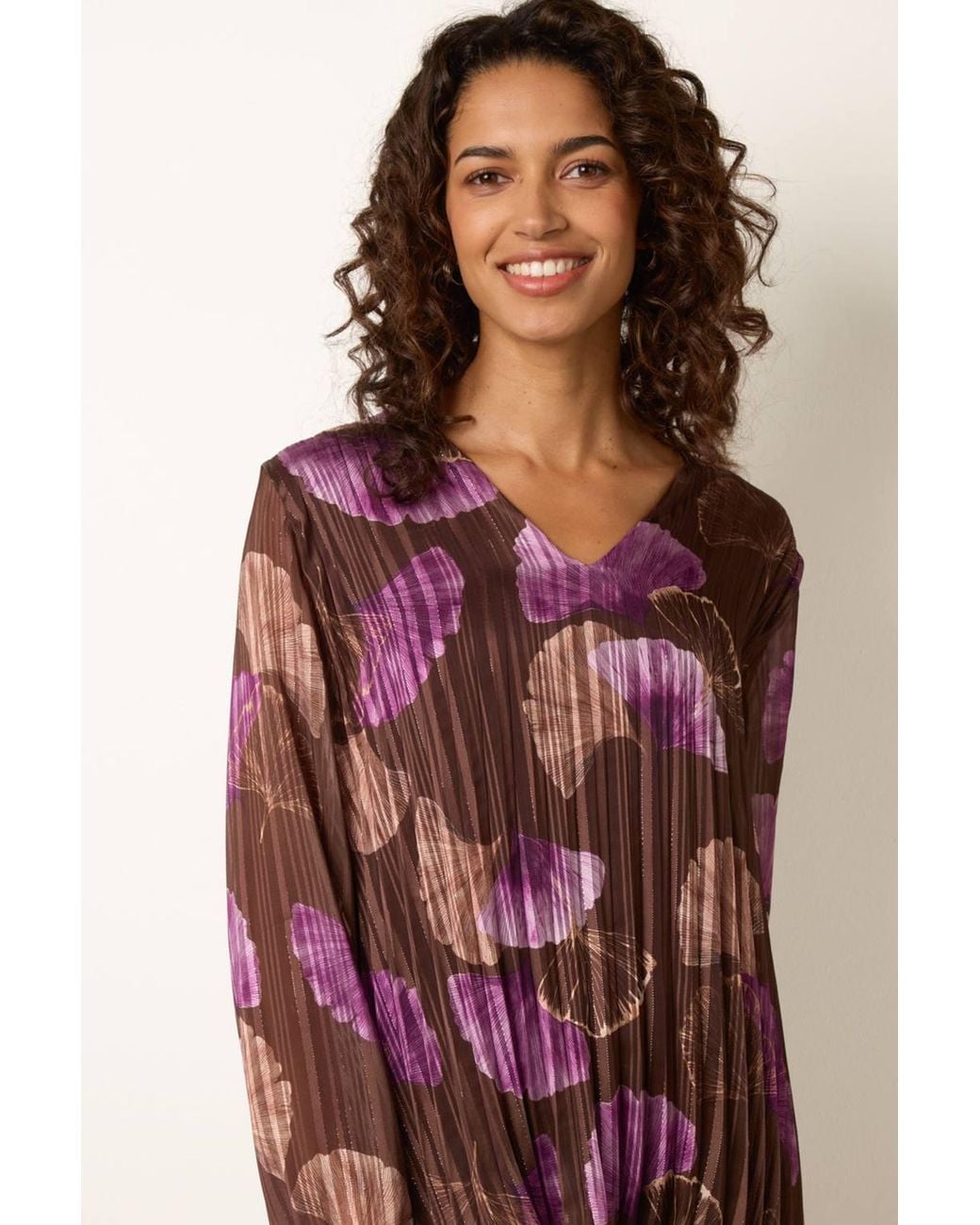 Blue Vanilla Red Long Sleeve V-Neck Blouse