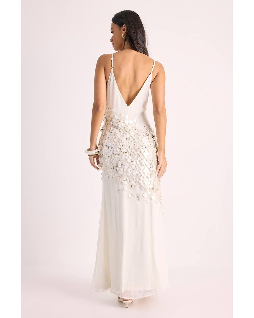 Nasty Gal Pink Chiffon Burnt Sequin Panelled Strappy Maxi Dress
