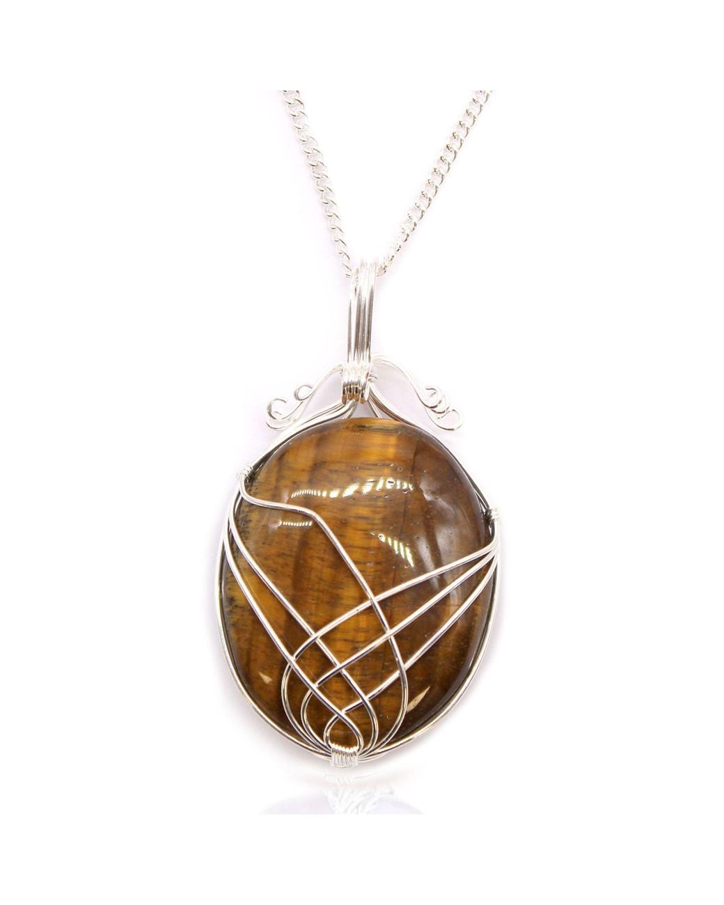 KDMD Metallic Swirl Wrapped Gemstone Necklace