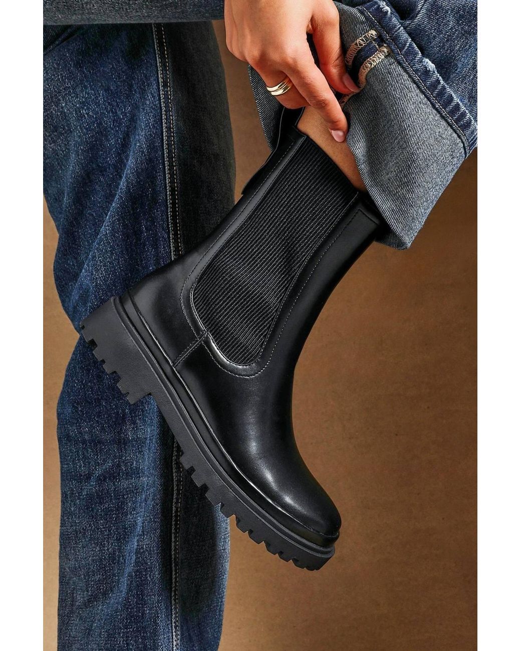 Linzi Black Command Chunky Chelsea Boots
