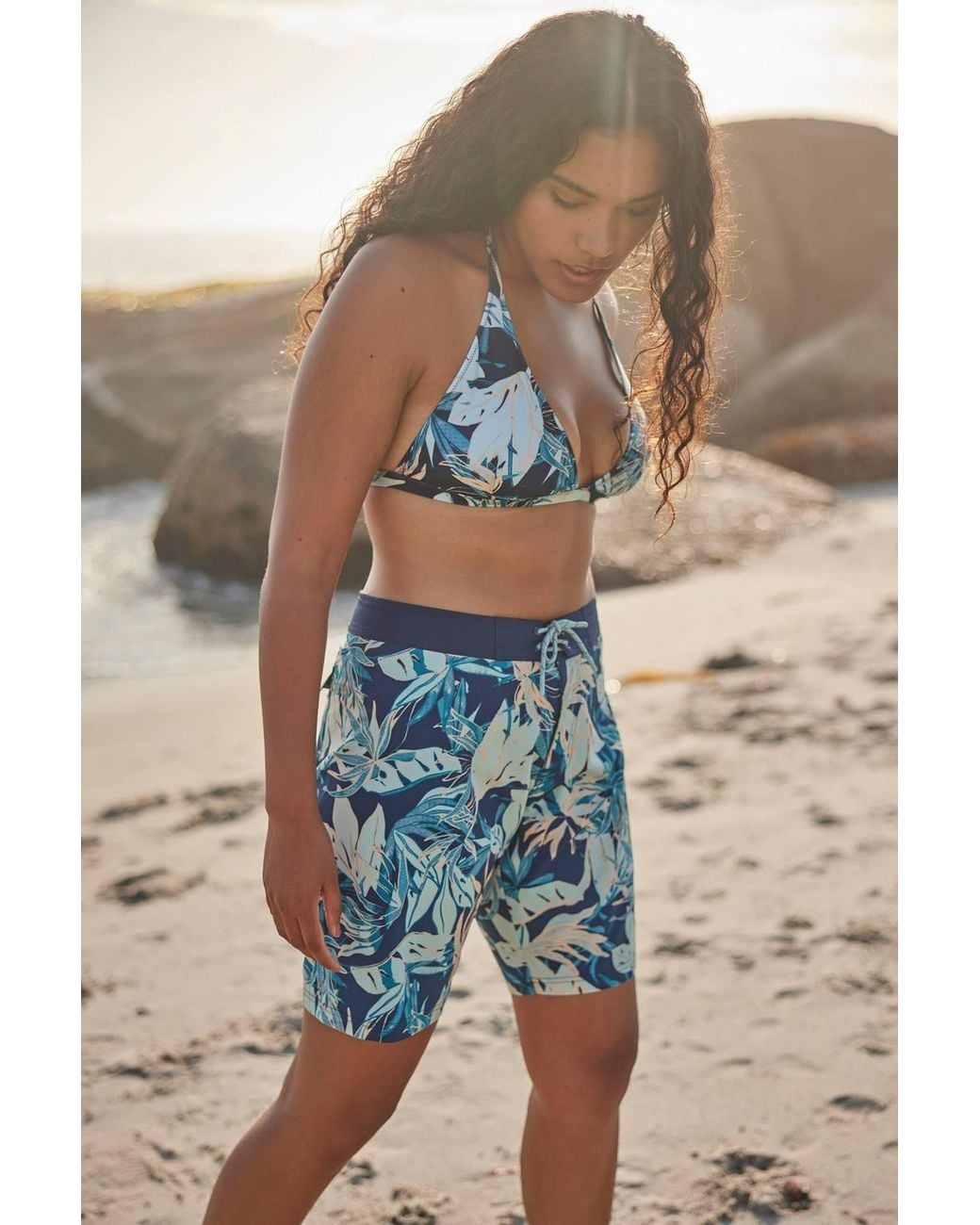 Animal Blue 'Nora' Quick Dry Adjustable Tie Waist Repreve Our Ocean Board Shorts